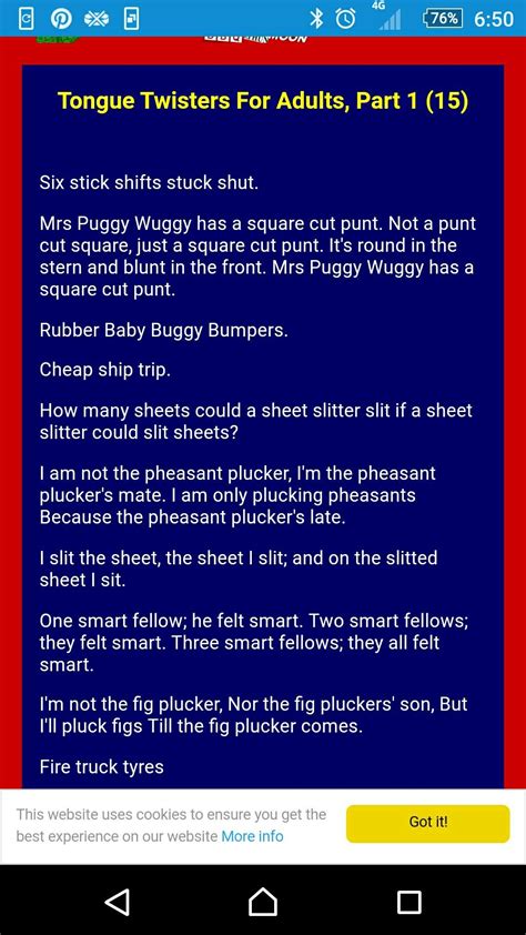 tongue twisters for adults.
